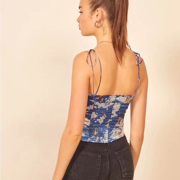 NWT- Reformation Rare Lucrezia Silk Top in Heaven - Picture 6 of 9